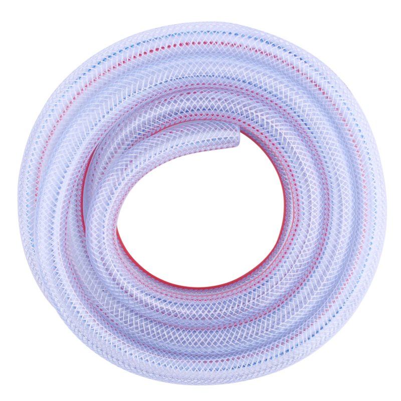 DERPIPE Soft Braided PVC Tubing - 1/2" x 3/4" OD High Pressure Clear Flexible PVC Tube Reinforced Vinyl Hose for Water, Oil with 2pcs Hose Clamps (10Ft)