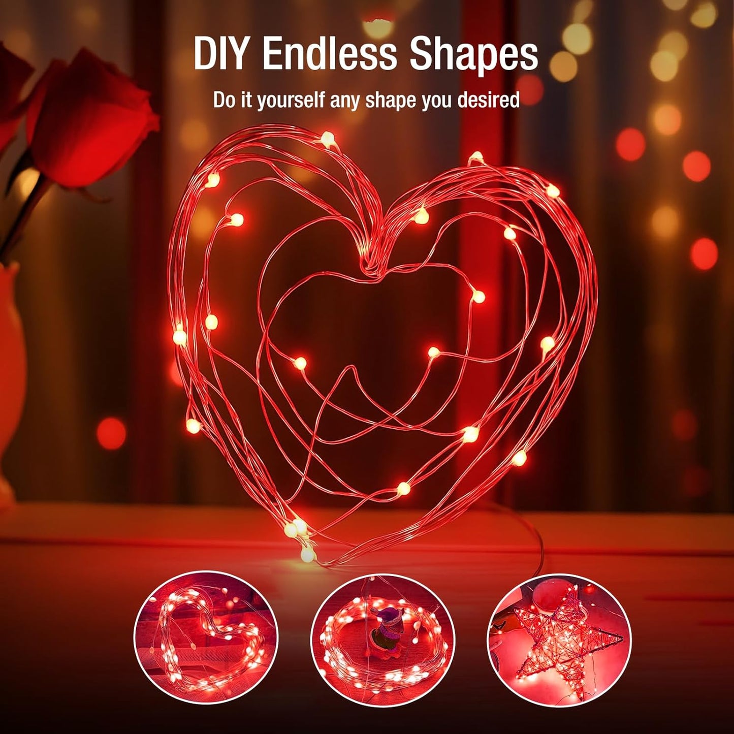 Skiennix 12 Pack Fairy Lights - 7ft Battery Operated 20 LED Twinkle Lights | Waterproof Mini String Lights for DIY Party & Wedding Decor - Red