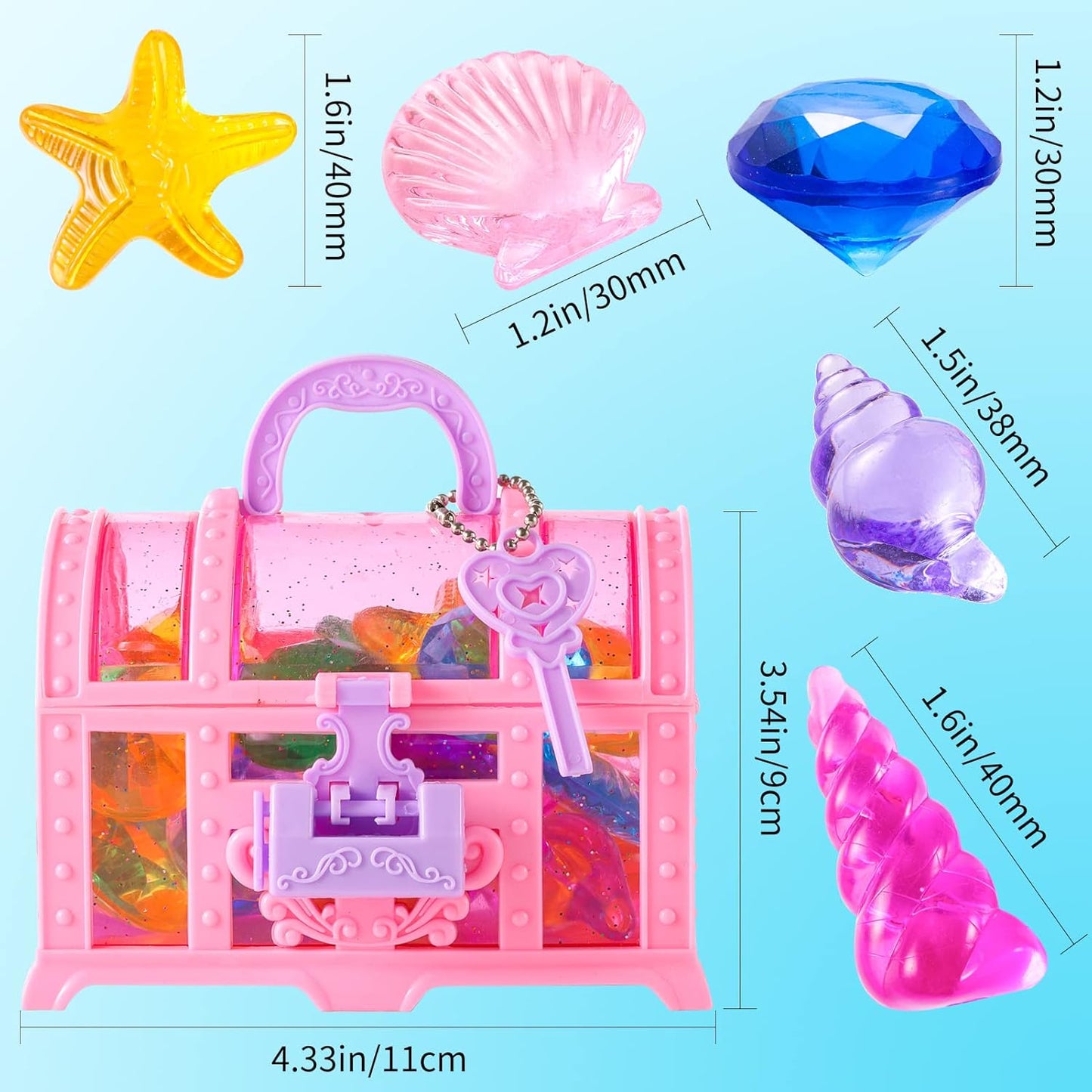 Skiennix 28 Pcs Colorful Diving Gem Pool Toys Set - Treasure Pirate Box for Underwater Fun | Multicolor 30-40mm