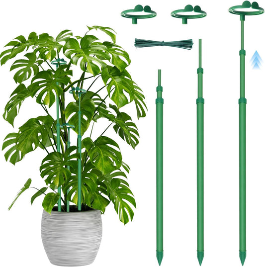 Telescoping Plant Stakes - Adjustable 17.9In to 42.3In Support for Monstera, Orchids & Vines
