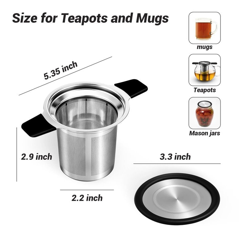 Tifanso Stainless Steel Tea Infuser Steeper Strainer for Loose Leaf Tea, Fine Mesh Reusable Diffusers Ball Bag Filter Holder with Heat Proof Handles for Teapots, Mugs, Cups