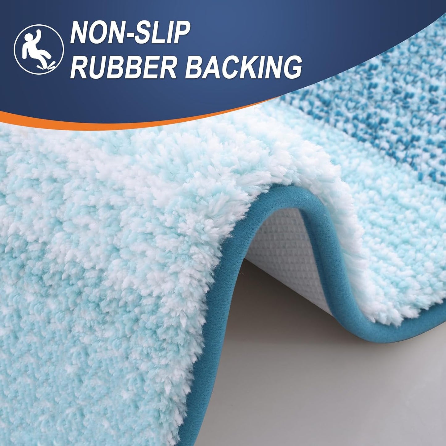 OLANLY Large Bathroom Rugs - Extra Soft Microfiber Mat 54x24 | Quick Dry, Washable, Rubber Backing, Peacock Blue