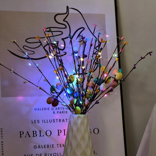 Easter Egg Branches Berries Artificial Spray Vine Centerpiece Decorations Pastel Eggs Spring Floral Stems Speckled Twig Branches Floral Arrangement Wreath Easter Picks Flower Arrangements