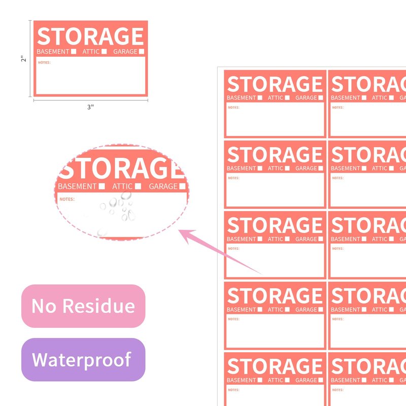 Ououstate 300 Count 2” x 3’’ Removable Home Moving Box Packing Labels for 1/2/3/4 Bedroom Rooms, 9 Designs Waterproof Color-Coded Moving Stickers Including Fragile 、Heavy and Blank Labels