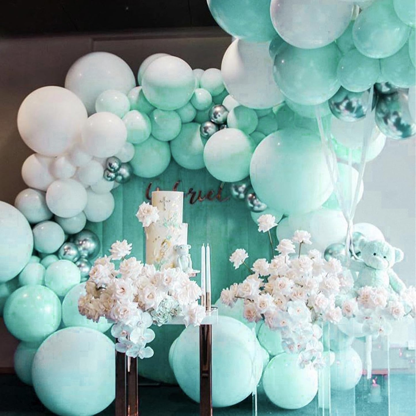 PartyWoo Teal Balloon Arch Kit - 127-Piece Set with 36, 18, 12, 10, and 5 Inch Balloons for Baby Showers, Gender Reveals, Weddings, and Birthdays