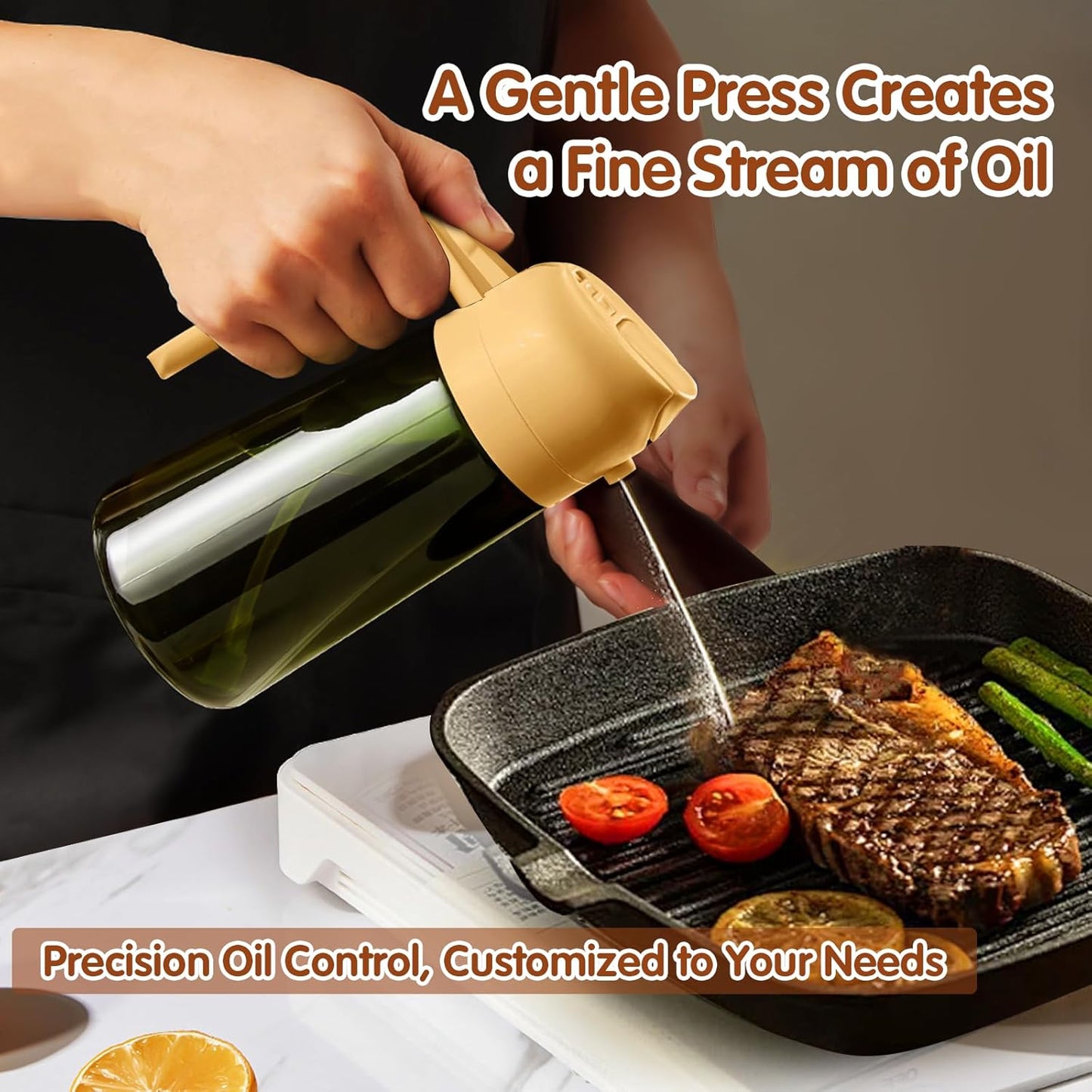 YARRAMATE Dark Green Glass Oil Sprayer - 16oz Light-Blocking 2-in-1 Olive Oil Dispenser for Cooking | Food-Grade Mister for Air Fryer & BBQ