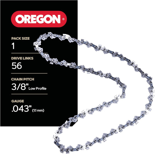 Oregon Chainsaw Chain - 3/8" LP Pitch, .043" Gauge | Low-Kickback Replacement for 16" Bars