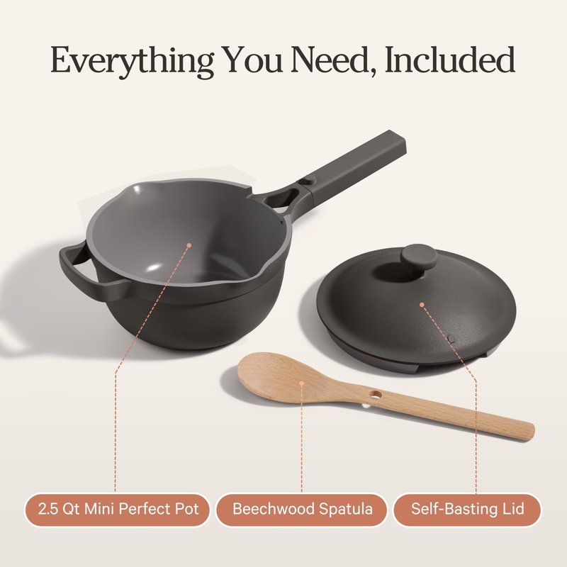 Our Place Mini Perfect Pot | 2.5 Qt Ceramic Pot with Lid & Spatula | Patented 8-in-1, PFAS-Free Nonstick, Non-Toxic Cookware | Induction & Oven-Safe up to 450°F | Blue Salt