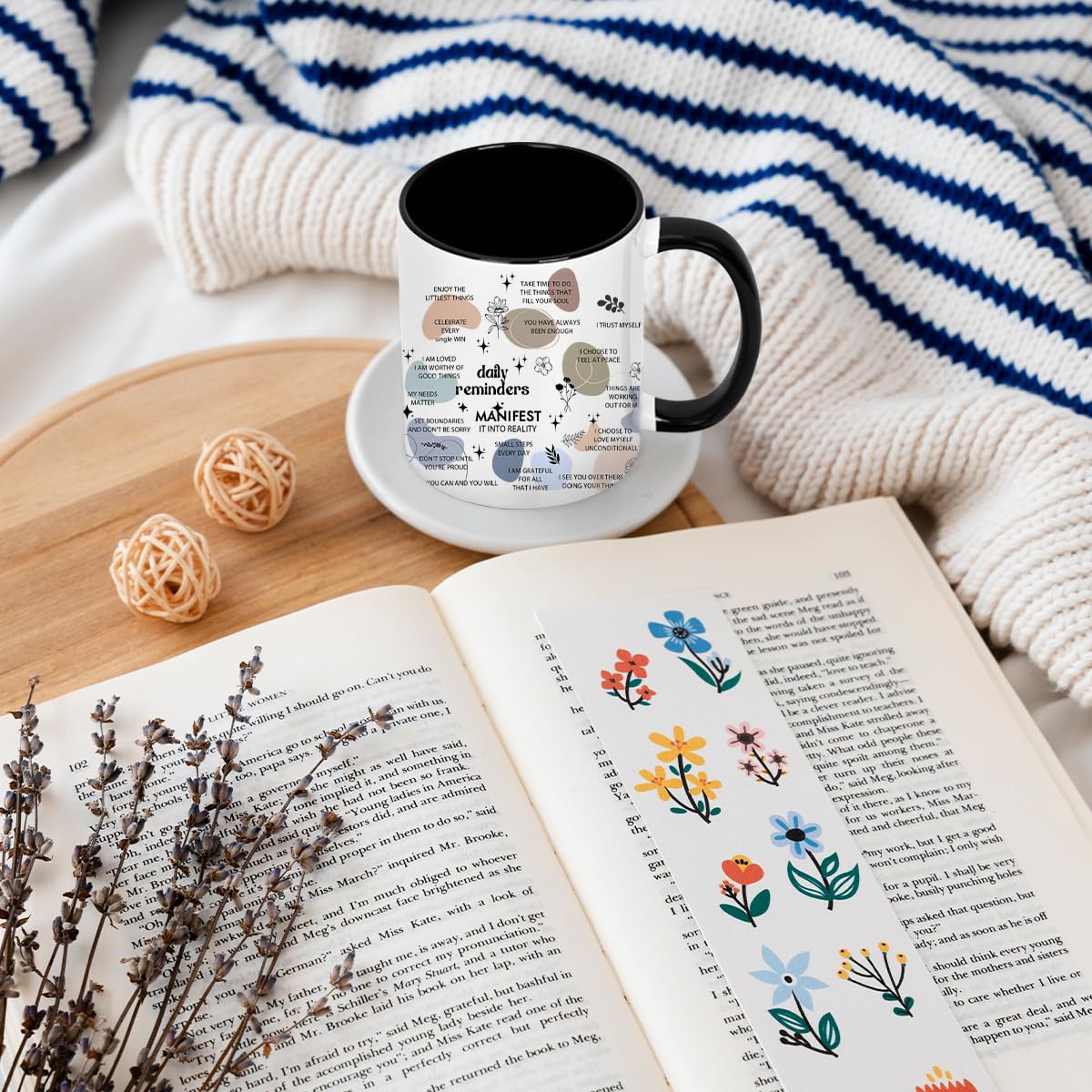 Pfkfo Positive Daily Affirmations Mug, Inspirational Mental Health Gifts for Women Friends, Sobriety Motivational Gifts for Female Colleagues Coworker, Christmas Birthday Gifts for Women Friendship
