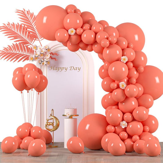 Voircoloria 130pcs Coral Red Balloons Different Sizes 18" 12" 10" 5" Pastel Red Latex Balloon Garland Arch Kit for Birthday Baby Shower Graduation Wedding Valentine's Day Christmas Party Decorations