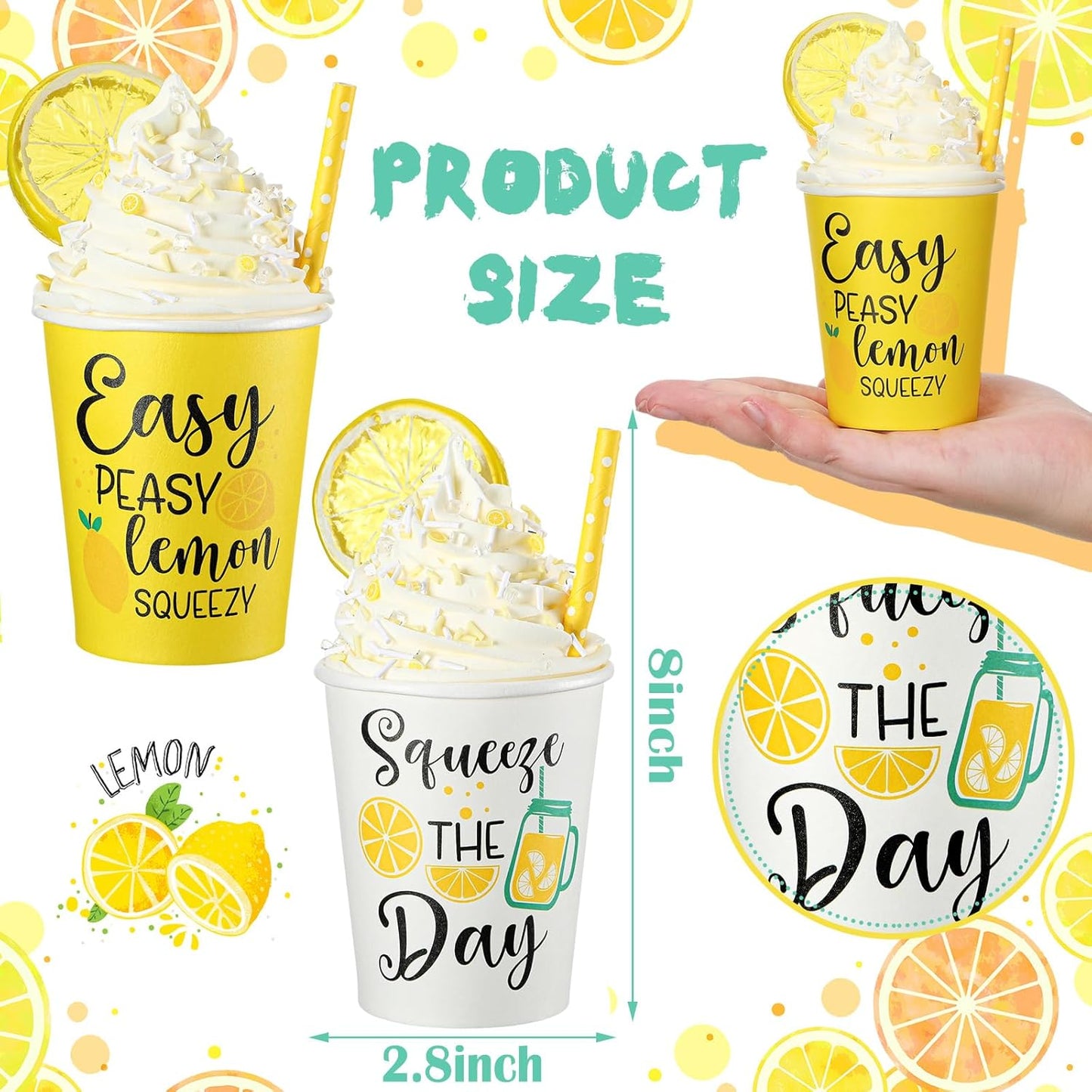 Yungyan Lemon Tiered Tray Decor - Faux Whipped Cream Cups for Summer Parties | 2 Pcs Set