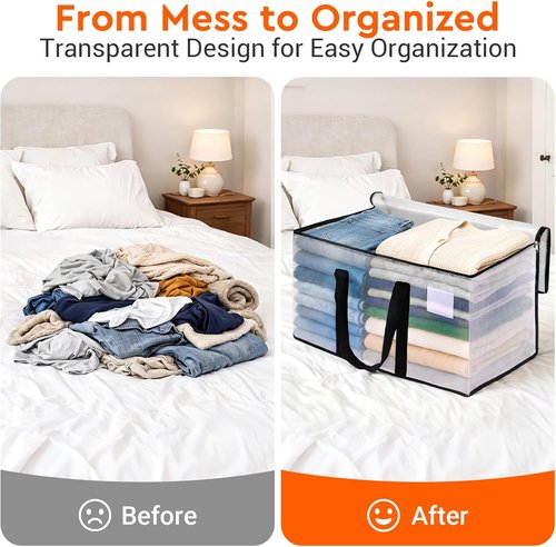 BlissTotes Moving Bags - Heavy Duty 93L Extra Large Storage Totes with Zipper & Reinforced Handles