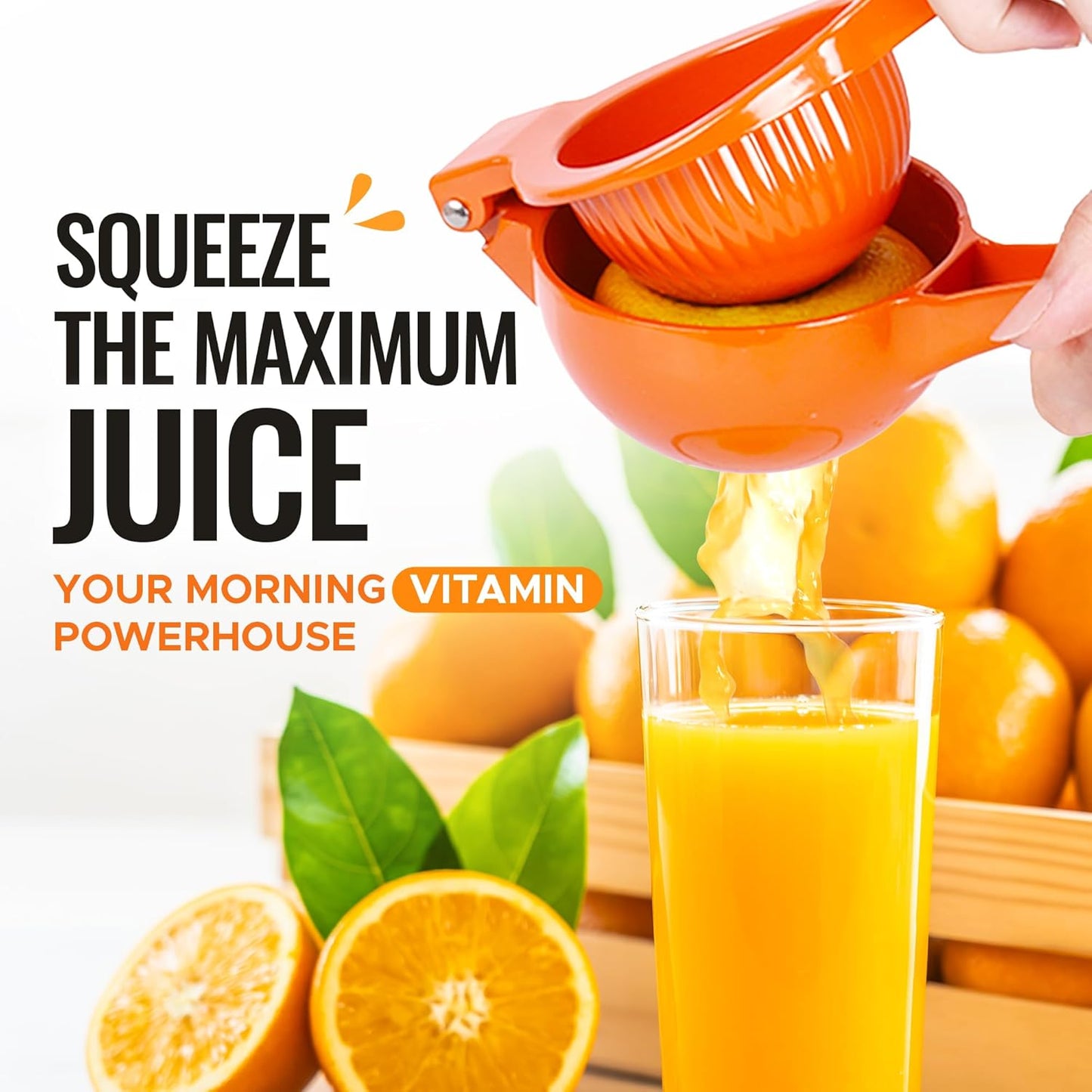 Zulay Kitchen Premium Metal Orange Squeezer - Heavy-Duty Citrus Juicer for Maximum Juice Extraction | Ergonomic & Dishwasher Safe (Orange)