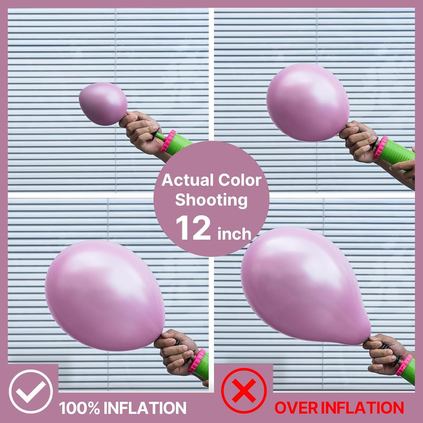 PartyWoo Metallic Pink Balloons - 100-Piece Pack in 5, 10, 12 Inch Sizes for Graduation, Weddings, and Birthday Celebrations
