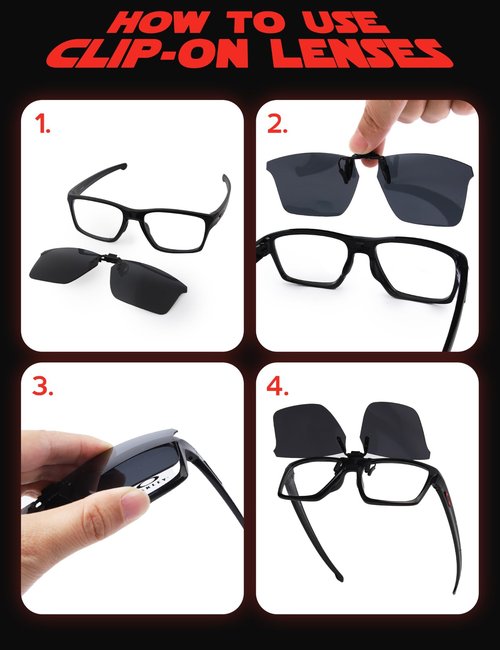 Fiskr Polarized Clip-On Sunglasses Flip Up Anti-Glare UV Protection Glasses for Oakley Litebeam OX8140 55mm - Compact Fit - Fire Red
