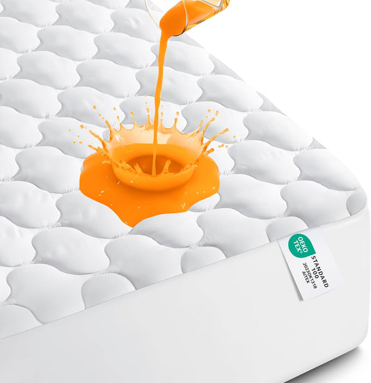 Utopia Bedding Waterproof Mattress Protector - Noiseless Quilted Fitted Cover for Queen Size (White)