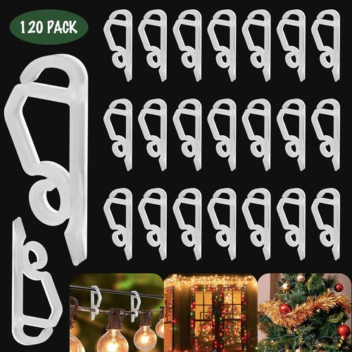 Geegoods Christmas Light Clips - 120 Pcs Weatherproof Outdoor Gutter Hooks for Holiday Decor