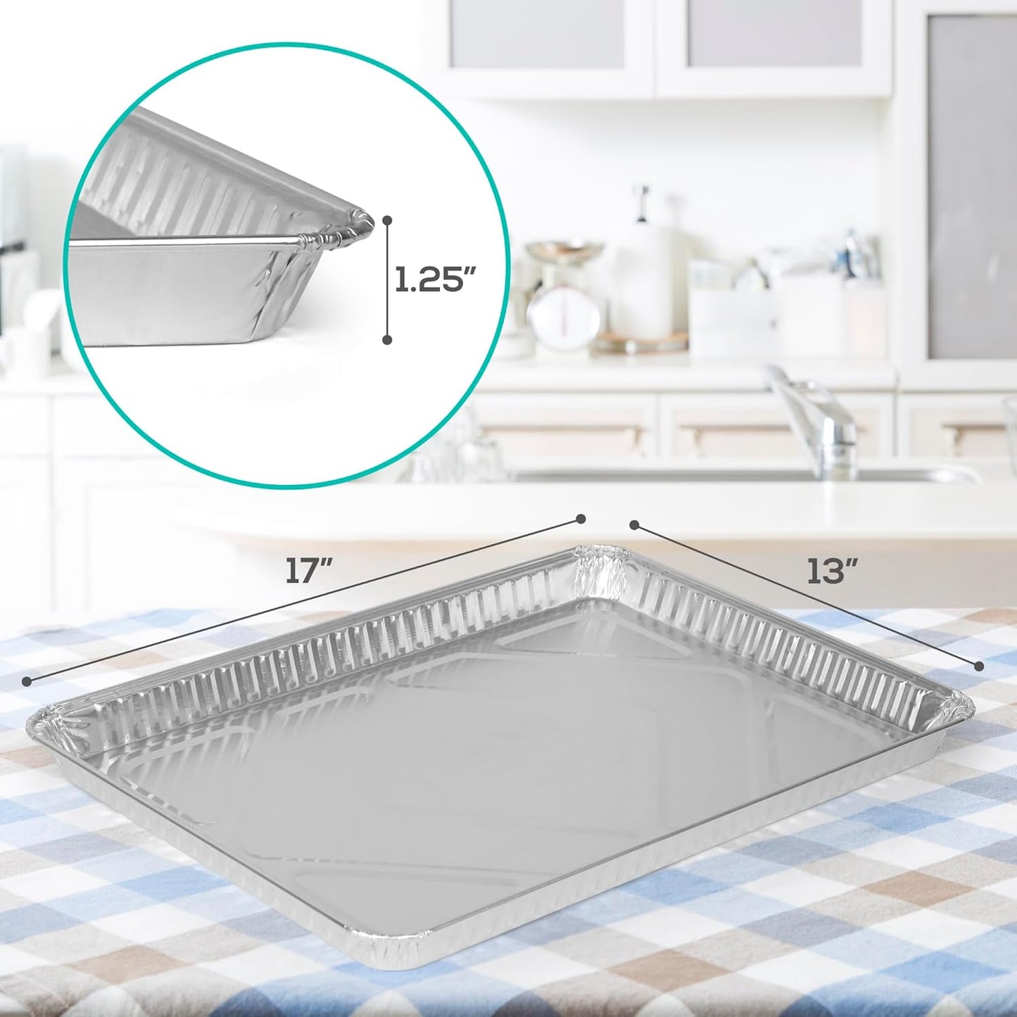 PlasticPro Aluminum Cookie Sheets - Premium Heavy-Duty Disposable Baking Pans | 13 x 17 Inches, 5 Pack