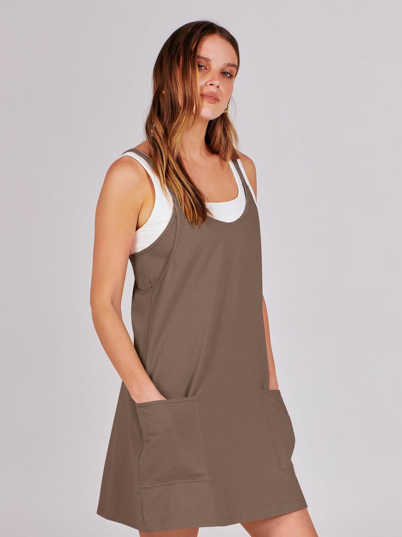 ANRABESS Women Athletic Dress Summer Tennis Workout Active Sports Mini Romper Dress Built in Shorts Travel Vacation Clothes Coffee Medium