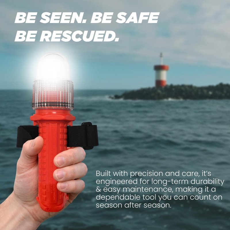TEKTITE® SOSeFLARE 5 NO MORE FLARES! Electronic Boat Distress Flare w/Flag and Audible Signal Kit- USCG & SOLAS Compliant Marine Safety Signal - Waterproof LED & Audible Locator for Boats