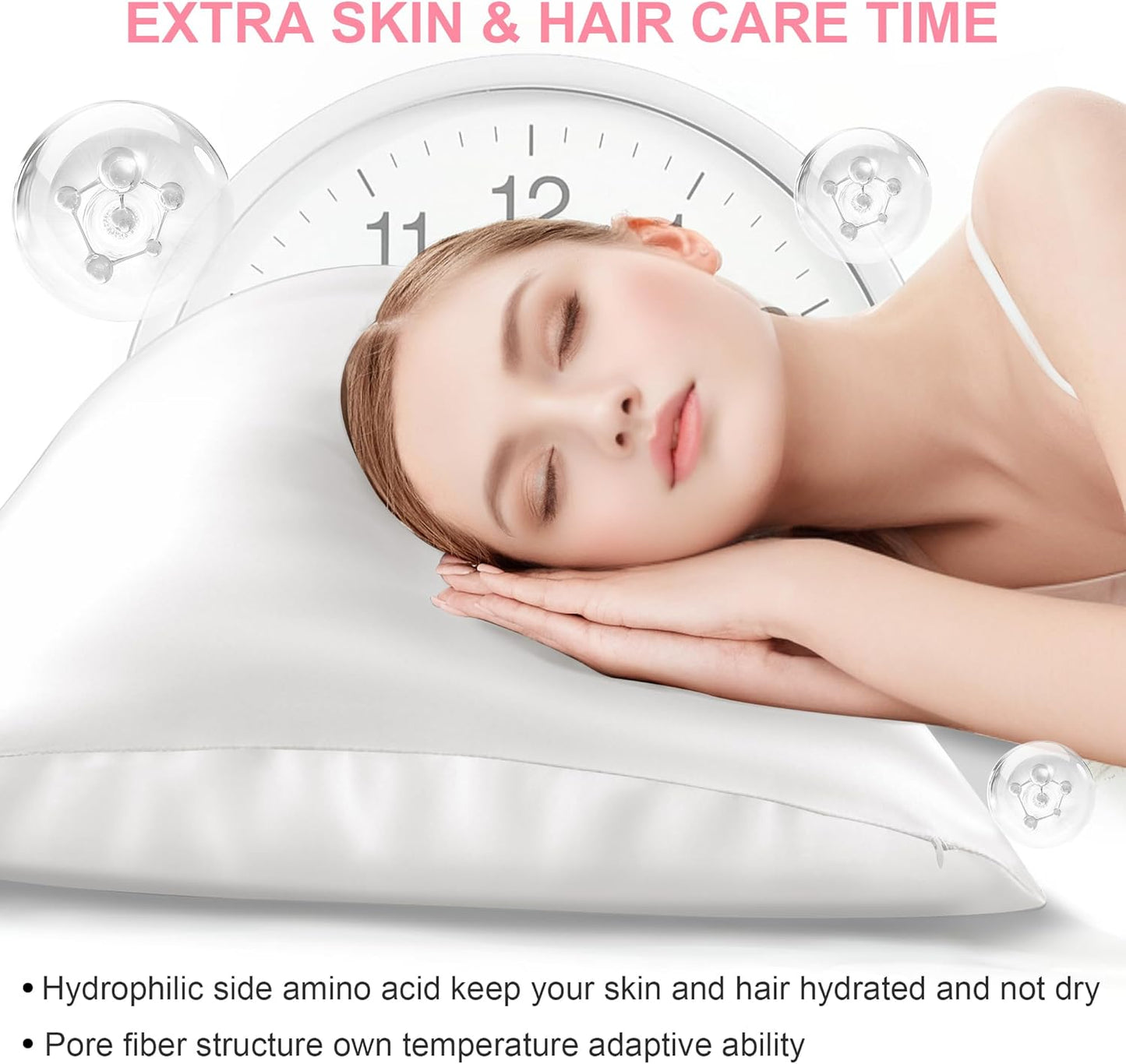 Skiennix Mulberry Silk Pillowcase - Queen Size, Hidden Zipper, Soft & Breathable for Hair & Skin | Ivory