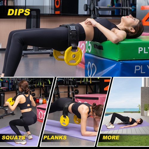 Hip Thrust Belt for Dumbbells, Booty Belt for Hip Thrust, Heavy Duty Adjustable Straps and Slip-Resistant Padding with Quick Side Release Buckles (Medium)