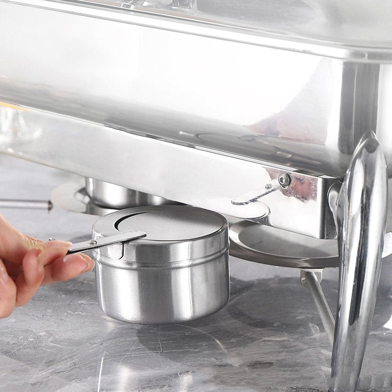 Cheardia 8 Pack Chafing Fuel Holder, Stainless Steel Chafe Wick Fuel Holder with Safety Cover Canned Heat Box Holder for Chafing Dish, Buffet, Barbecue, Parties