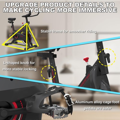 Exercise Bike, Adjustable Resistance Silent Belt Drive, Indoor Cycling Bike for Home Cardio, Fitness Stationary Bike with Tablet Mount & Comfortable Seat Cushion