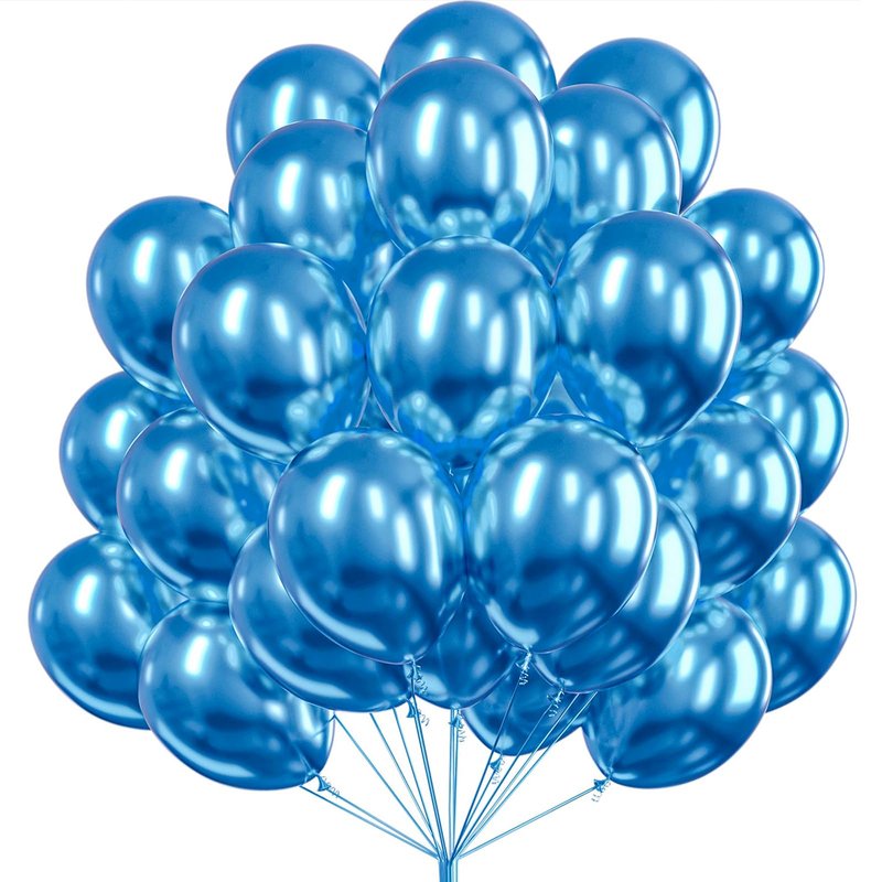 PartyWoo Metallic Blue Balloons 50 pcs 12 Inch Chrome Blue Latex Helium Balloons for Graduation Wedding Baby Shower Engagement Wedding Gender Reveal Birthday Party Decorations Blue-G106