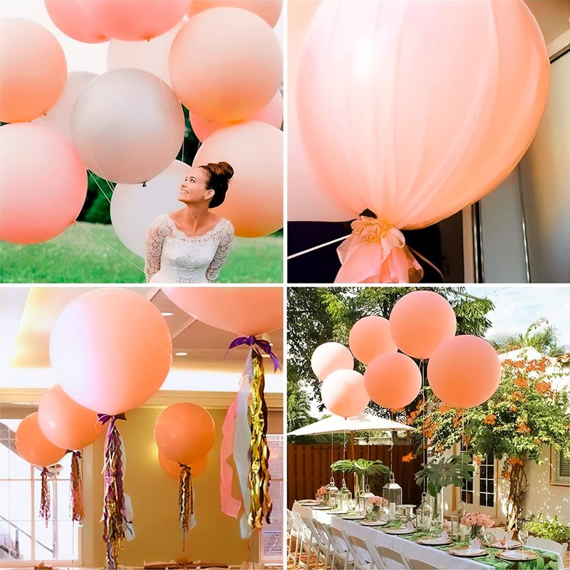 PartyWoo Pastel Orange Balloons 4 pcs 36 Inch Extra Large Big Jumbo Giant Baby Pale Light Peach Orange Pink Latex Helium Balloons for Baby Shower Gender Reveal Birthday Party Decorations Orange-Q02