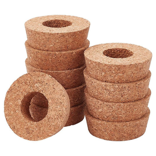 OLYCRAFT 10Pcs Cork Lids for Glass Planter 2.3-2.5 Inch Plant Corks with Center Hole Cork Stoppers for Hydroponic Plant Hydroponic Vase Lids Cork Replacement for Hydroponics Growing Vases