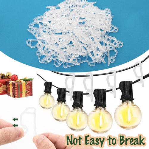 Geegoods Christmas Light Clip,120 Pcs Plastic Outdoor Weatherproof Holiday Gutter Hooks Clips for Outside String Lights Christmas Decoration
