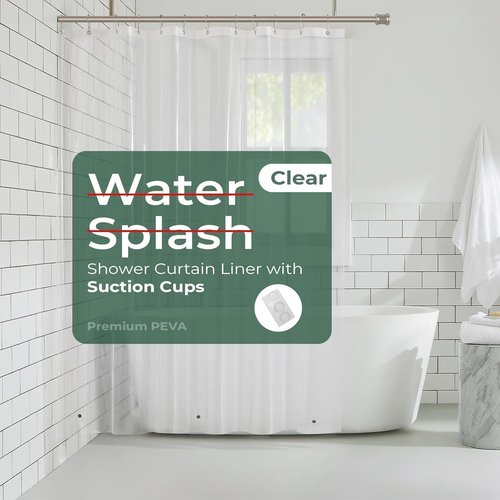 Harborest Clear Shower Curtain Liner - Waterproof PEVA Plastic with Suction Cups & Magnets | 72 x 72 Inches