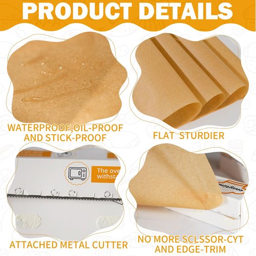DTFMZOV Unbleached Parchment Paper Roll for Baking 12in x 98ft, 3 Pack of 12in x 32.8FT, Parchment Paper Built-in Metal Cutter, Non-Stick for Baking, Grilling, Air Fryer, Meal Prep, Pans and Oven