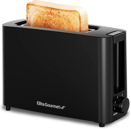 Elite Gourmet Cool Touch Single Slice Toaster - 6 Toasting Levels & Wide Slot for Bagels, Black