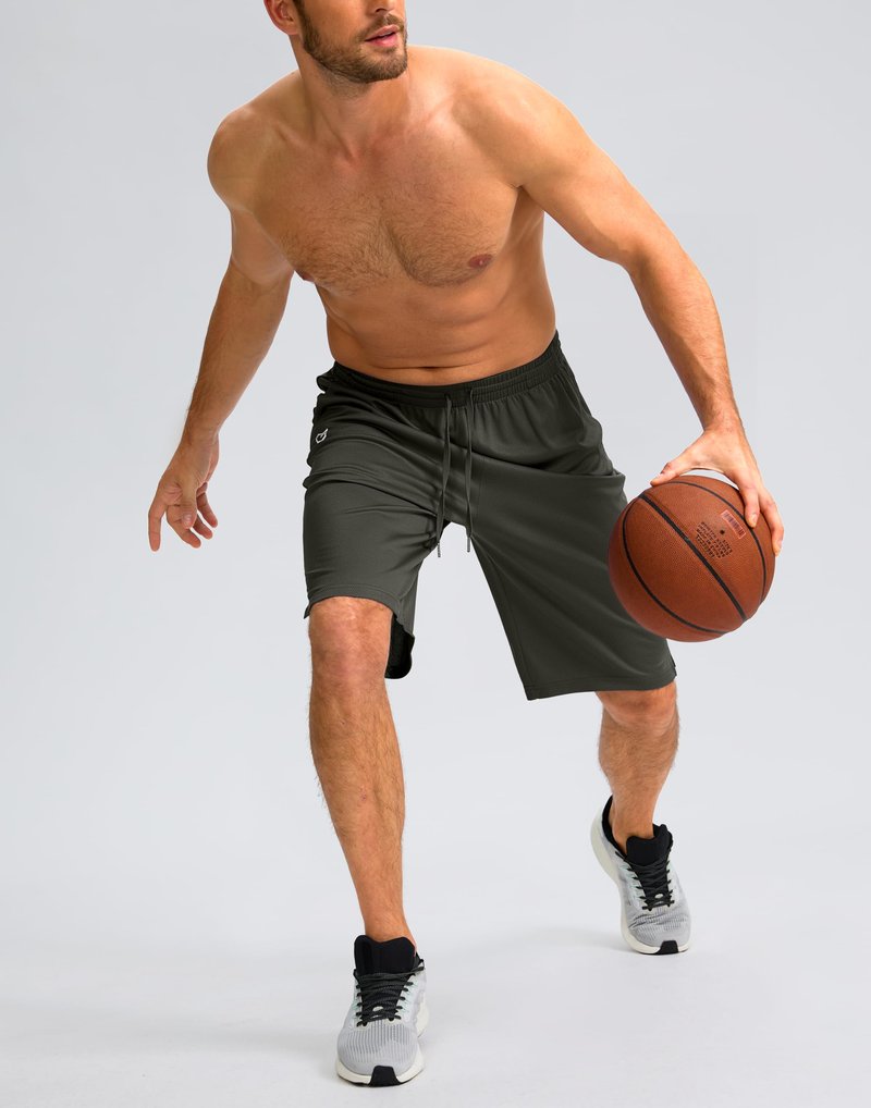 G Gradual Men's Athletic Shorts with Pockets 9" / 11" Long Basketball Shorts Lightweight Quick Dry Gym Workout Shorts for Men(Olive,S)