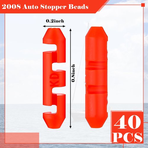 Colingmill 40 Pcs #2008-24 Auto Stopper Beads for Braided Line Auto Stop Beads Bobber Stoppers for Fishing Line Downrigger Accessories