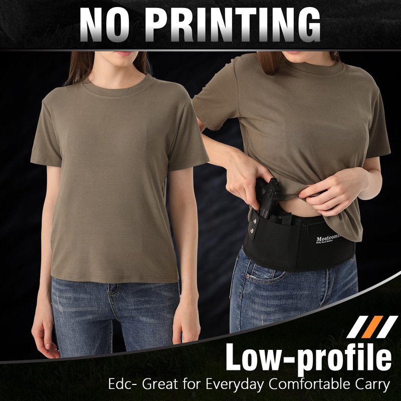 Mostcomtac Belly Band Holster for Men & Women - Comfortable Carry Gun Holster with Breathable Neoprene, Fits Glock 17-43X, Taurus, Ruger LCP, S&W M&P Shield for Most Pistols and Revolvers