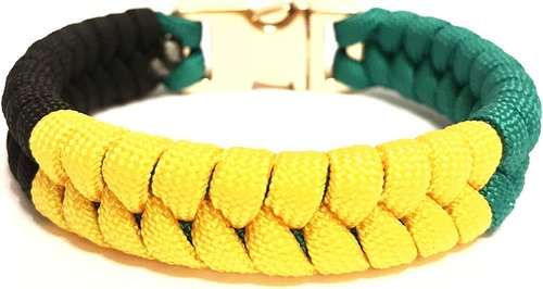 Flag of Jamaica Mens & Women Paracord Survival Bracelet Jewelry Jamaican Flag (Size 8.0 inches)
