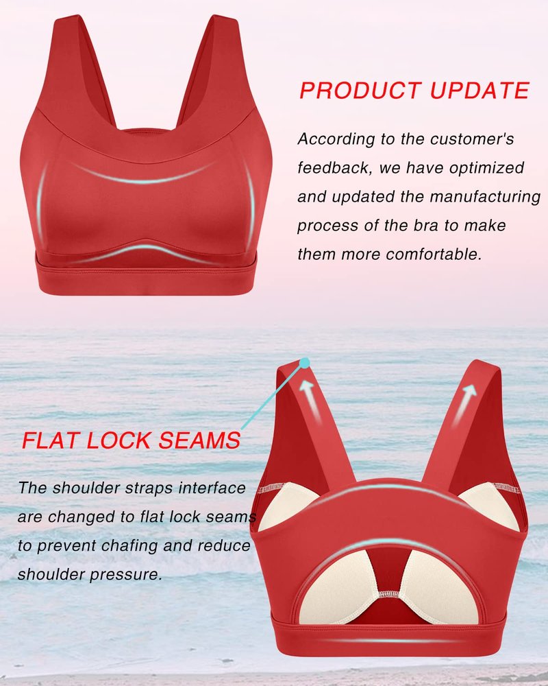 RUNNING GIRL High Impact Sports Bras for Women,Racerback Red Bra Workout Crop Tank Tops Longline Sports Bra Push up(WX2667 Red S)