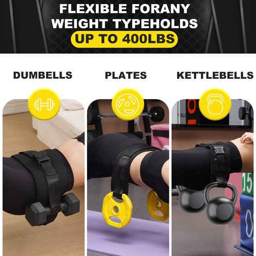 Hip Thrust Belt for Dumbbells, Booty Belt for Hip Thrust, Heavy Duty Adjustable Straps and Slip-Resistant Padding with Quick Side Release Buckles (Medium)