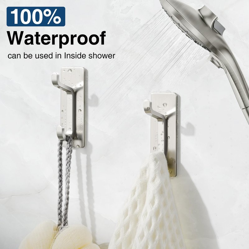 pickpiff Wall Hooks for Coat and Towel: 13LB Strong Adhesive Door Hanger Stick on, Brushed Nickel 6 Pack