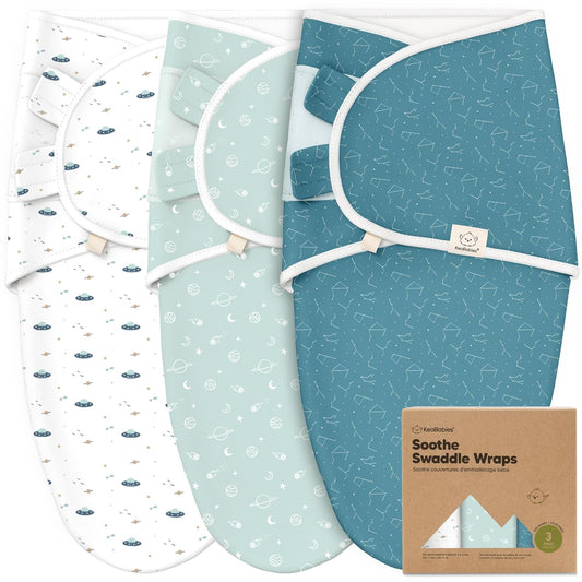 Organic Baby Swaddle Sleep Sacks by 3-Pack | Soft & Snug for Newborns 0-3 Months - Galaxy Design