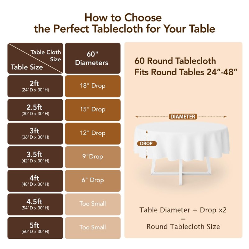 Biscaynebay Round Christmas Tablecloths 60" for Round Tables diameters from 28" to 48", Gold Textured Fabric Water Resistant Folding Table Covers Washable for Dining, Kitchen, Wedding, Parties etc