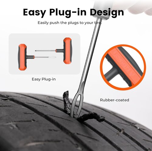 ETENWOLF Heavy Duty Tire Repair Kit - 16 Pcs Flat Tire Plug Set for Car, Motorcycle, ATV, Truck | Vivid Orange