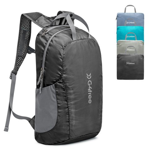 G4Free 25L Lightweight Hiking Backpack Packable Foldable Sport Travel Daypack Water Resistant for Women Men（Black）