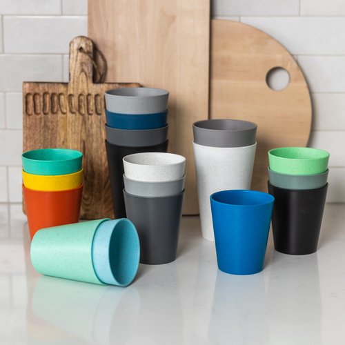 Grow Forward Premium Plastic Kids Cups - 13 oz Unbreakable Wheat Straw Cups for Kids - Non Toxic BPA Free Drinking Glasses for Water, Smoothie - Small Dishwasher Safe Kitchen Tumblers - Rainforest