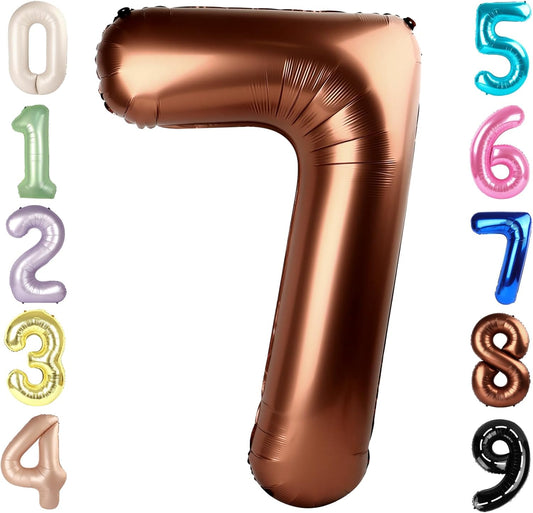 Skiennix 40-Inch Balloon Number 7 - Coffee Brown Birthday Decorations for Engagements & Graduations