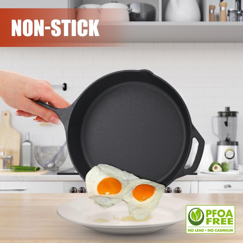 Z GRILLS Cast Iron Skillets, Pre-Seasoned Cast Iron Frying Pan for Cooking & Grill, Stovetop, Camping Firepit, Induction, Oven Safe Cookware, 10 Inch