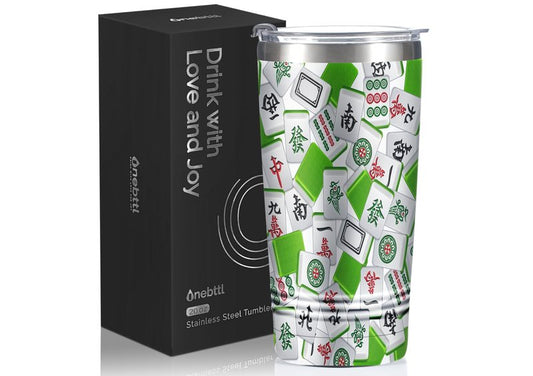 Onebttl Mahjong Gifts for Women/Men, Funny Gifts for Mahjong Lovers, 20oz (590ml) Insulated Stainless Steel Cup, Birthday, Christmas -White